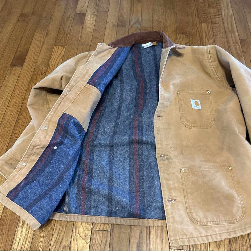 Vintage 90s USA Made Carhartt CO1 BRN Blanket Lined Canvas Chore Coat Sz XL- 2X - Picture 5 of 6